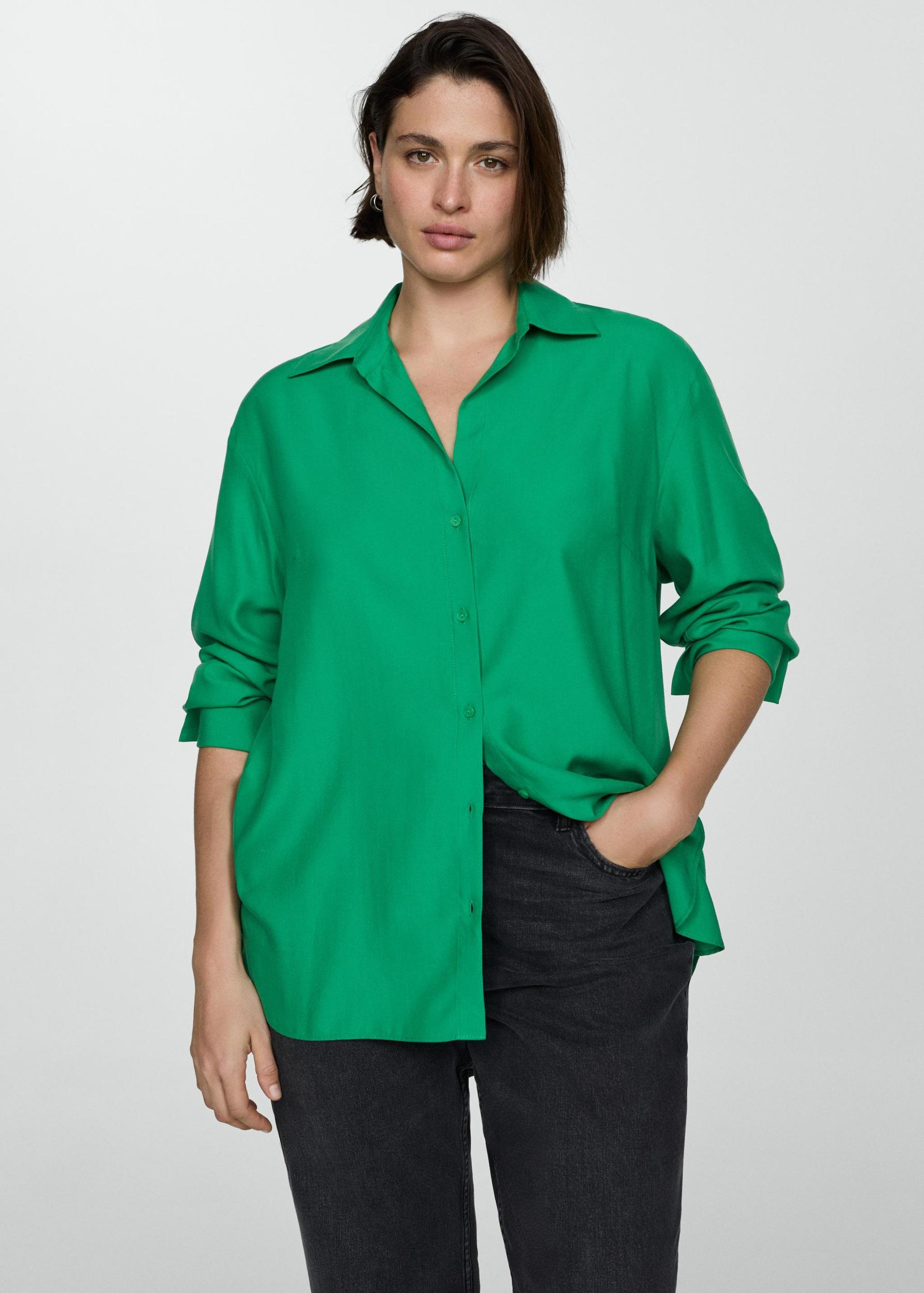 Lyocell fluid shirt - Women | MANGO USA Product Image