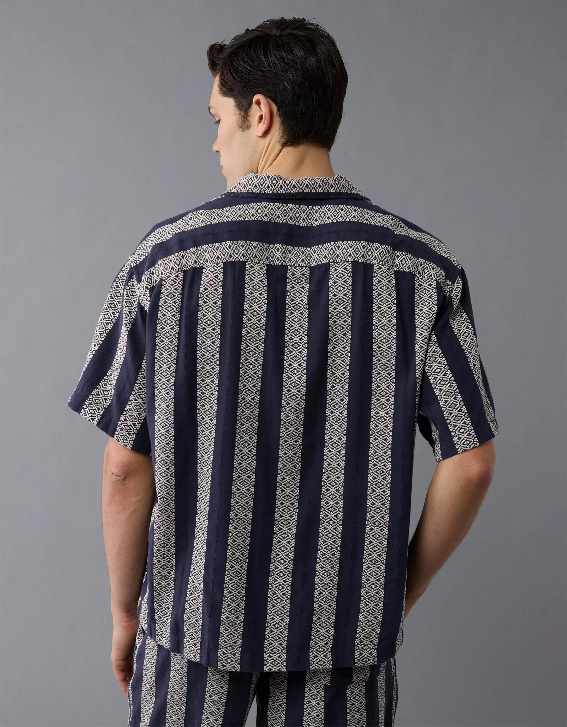 AE Poolside Textured Striped Button-Up Shirt Product Image