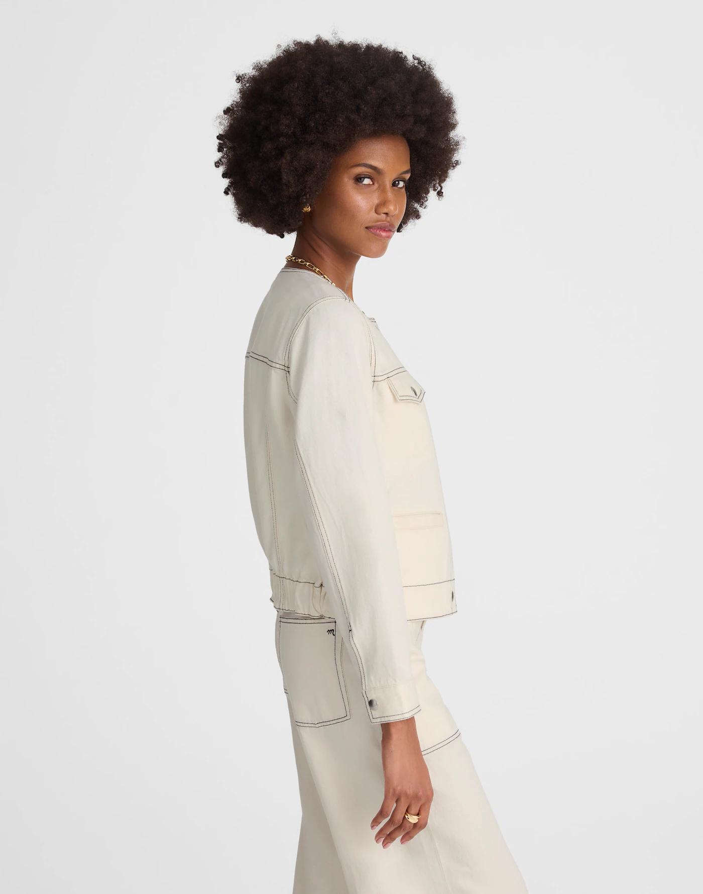 Denim Cinched Lady Jacket in Vintage Canvas Product Image