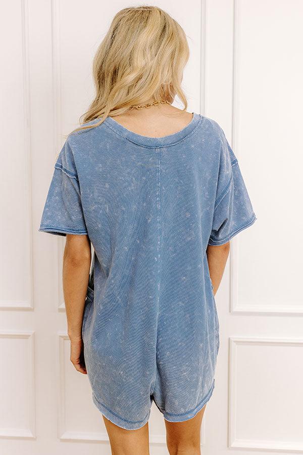 Easy To Style Vintage Wash Romper in Blue Product Image