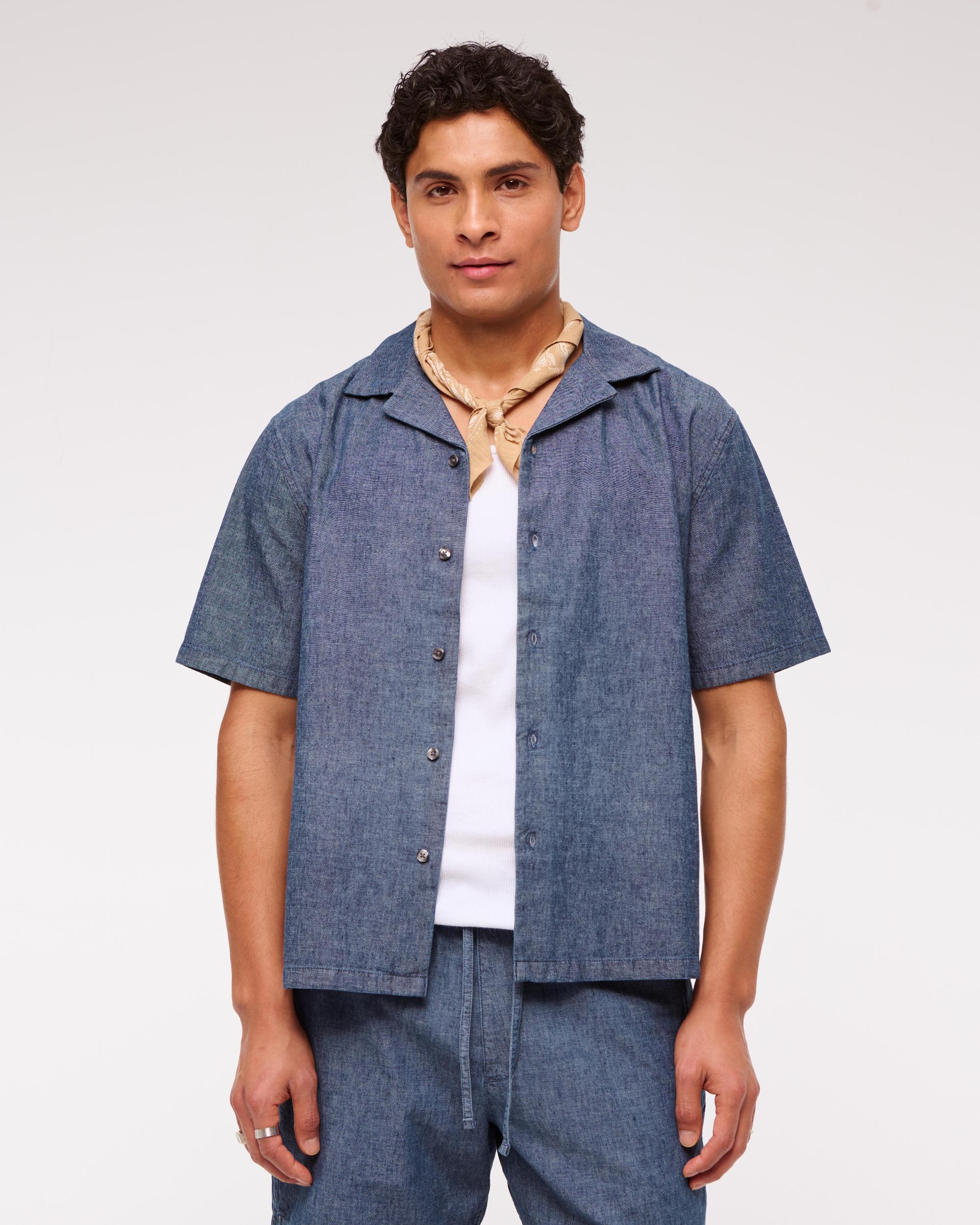 Camp Collar Summer Linen-Blend Shirt Product Image