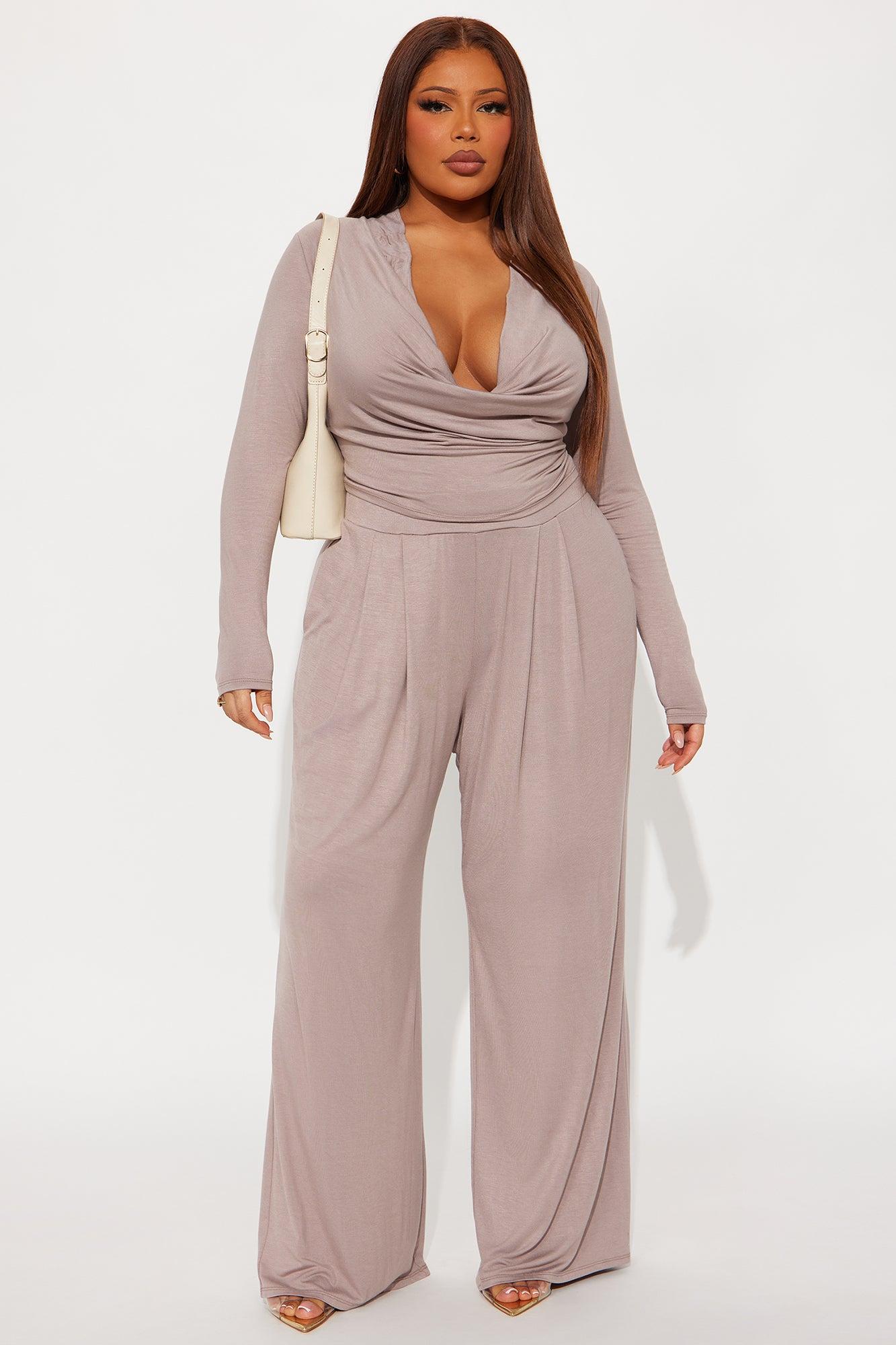 Hazel Cowl Neck Pant Set - Taupe Female Product Image
