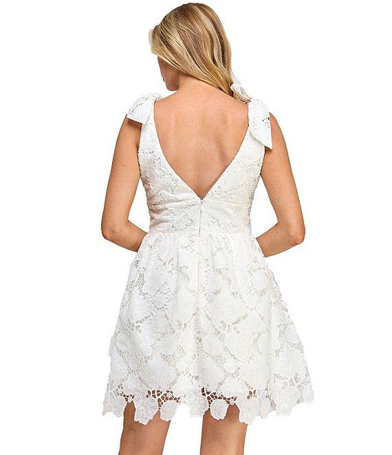 Layered With Love Lil Dixie Lace V-Neck Sleeveless Tie Shoulder Mini Dress Product Image