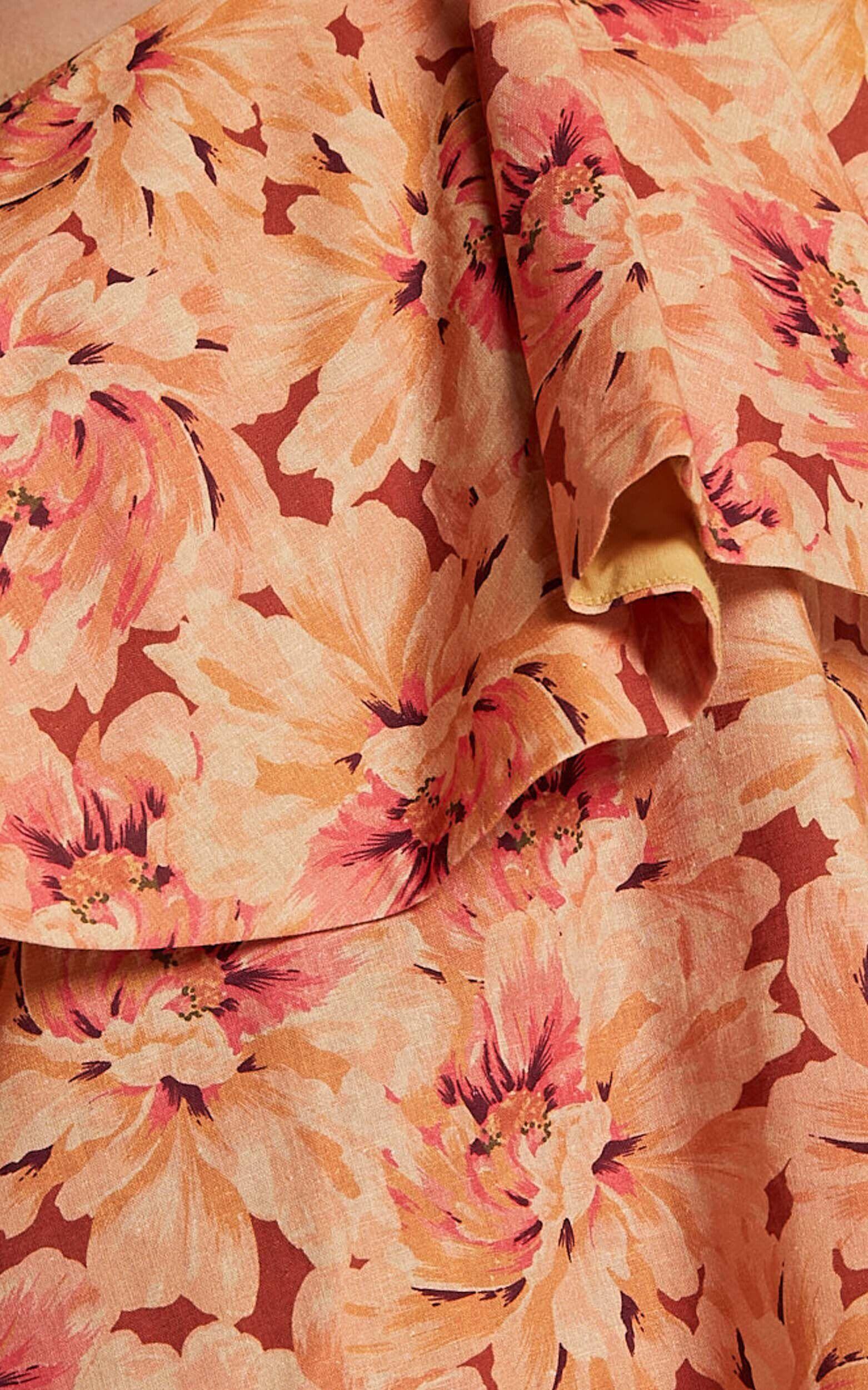 Amalie The Label - Aiko Linen Look Blend One Shoulder Frill Top in Valencia Print Product Image