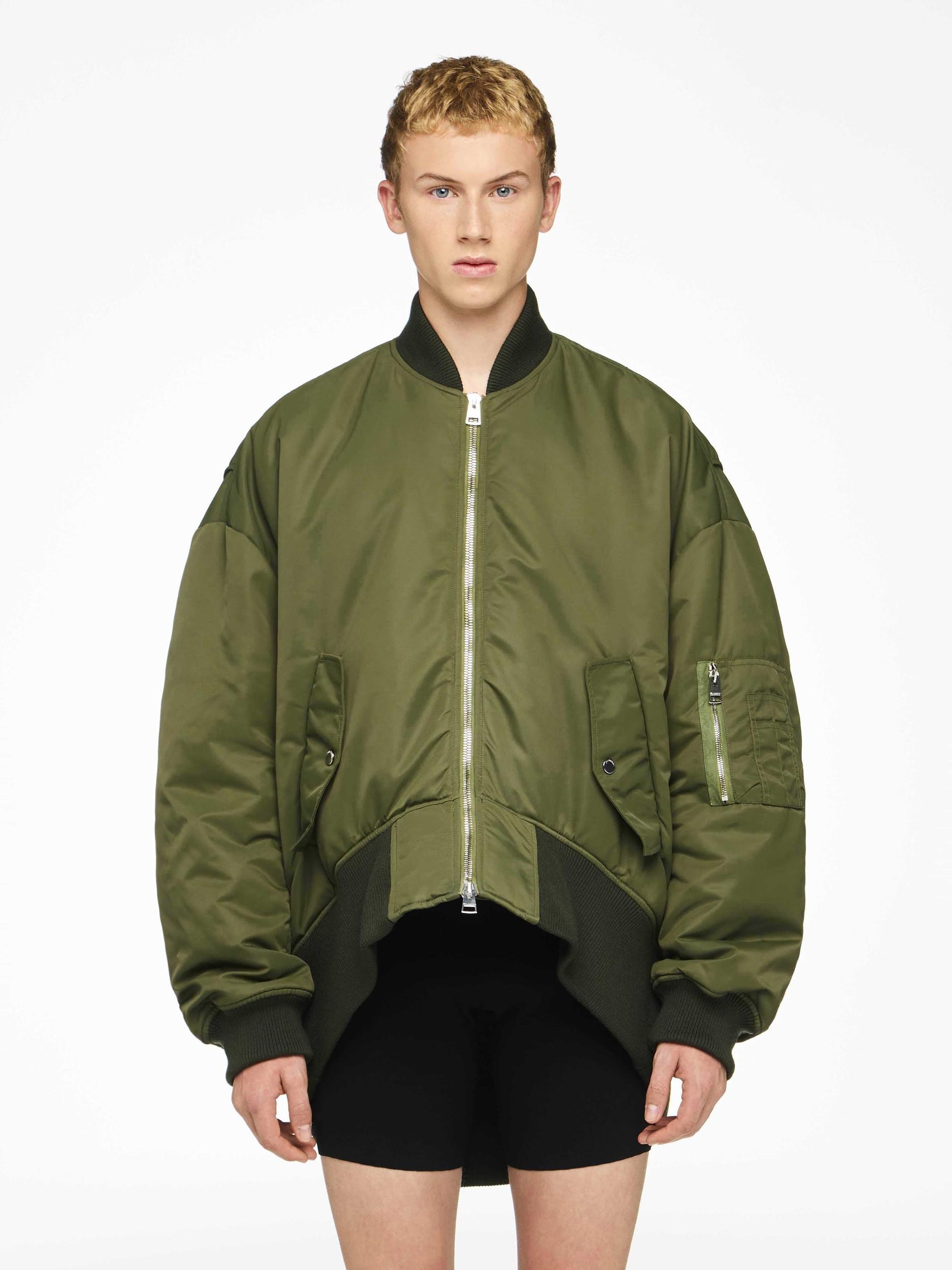 CURVED HEM OVERSIZED BOMBER JACKET Product Image