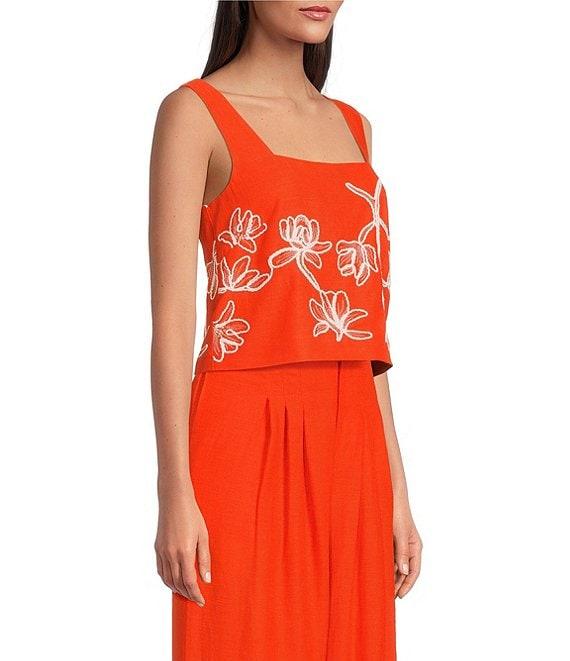 Alex Marie Hana Embroidered Square Neck Sleeveless Coordinating Blouse Product Image