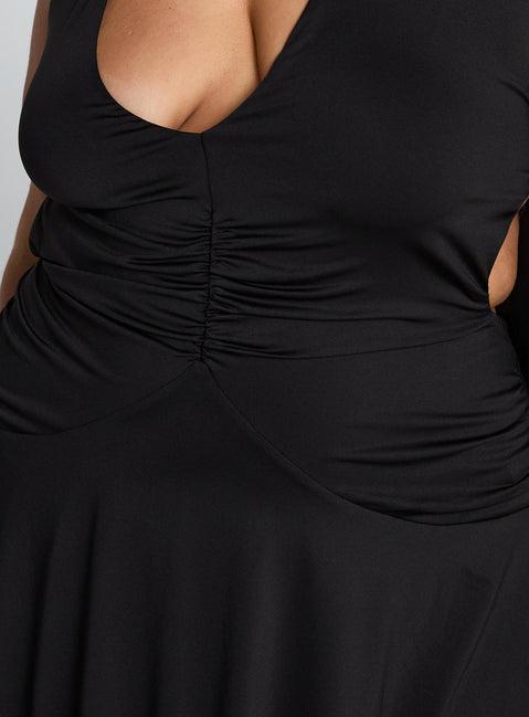 Maeva Halter Mini Dress Black Curve Product Image