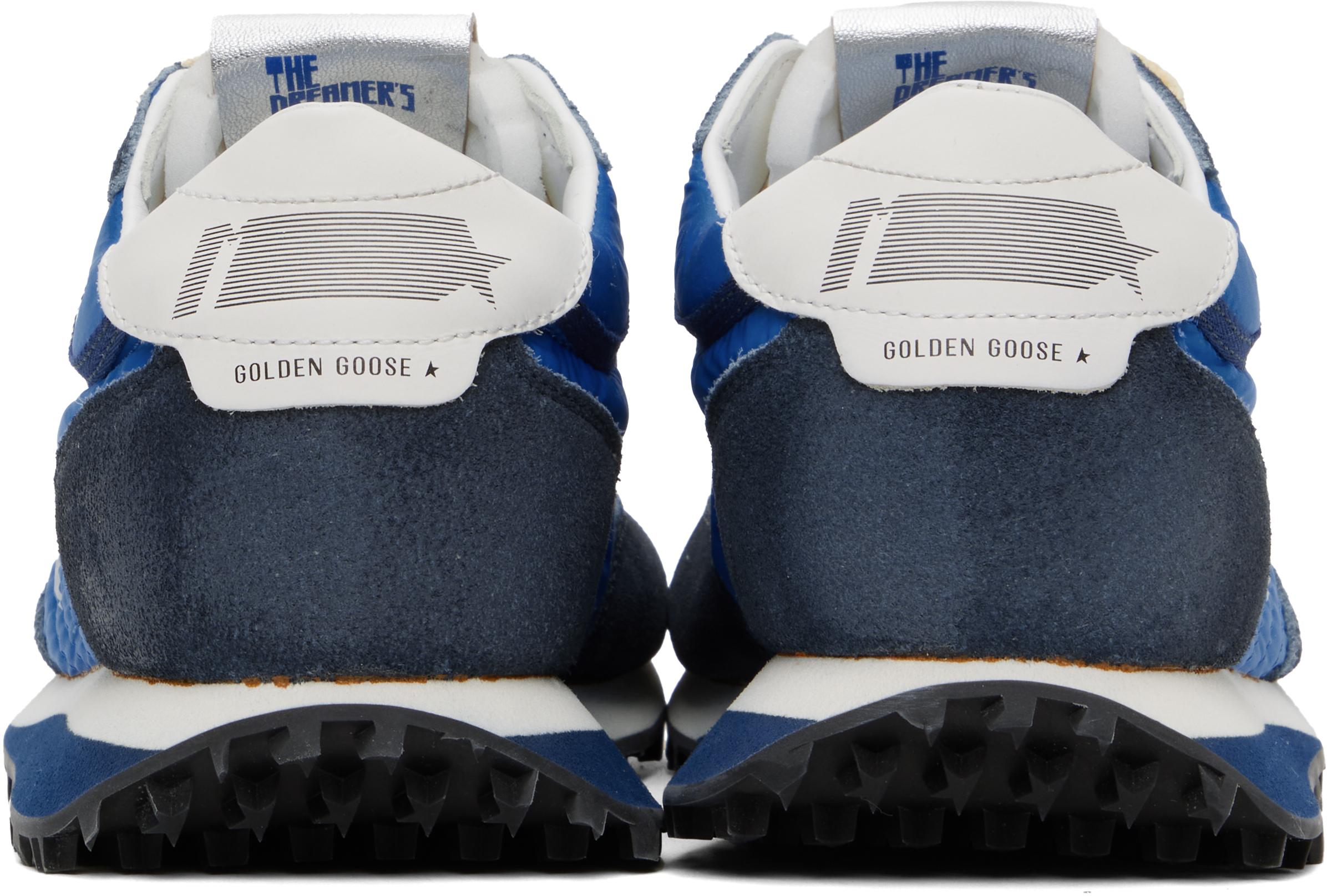 GOLDEN GOOSE Deluxe Brand Running Marathon Nylon Upper Suede Sneakers In Blue Product Image