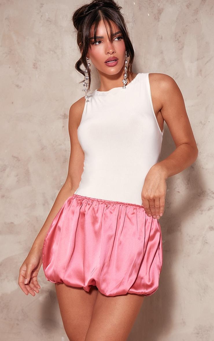 Bubblegum Pink Satin Micro Mini Puffball Skirt Product Image