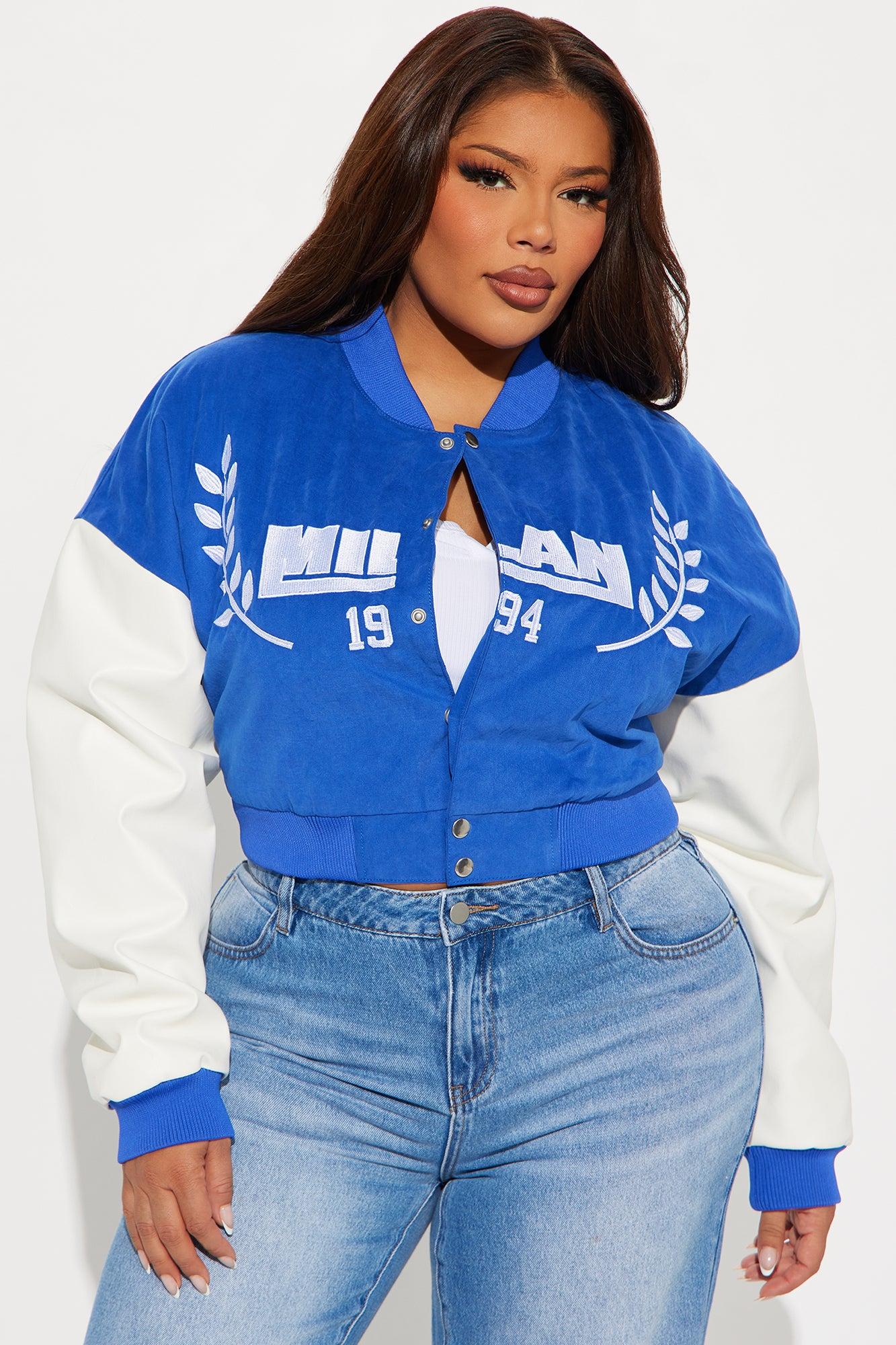 Milan Heritage Faux Leather & Cotton Jacket - Blue/combo Product Image