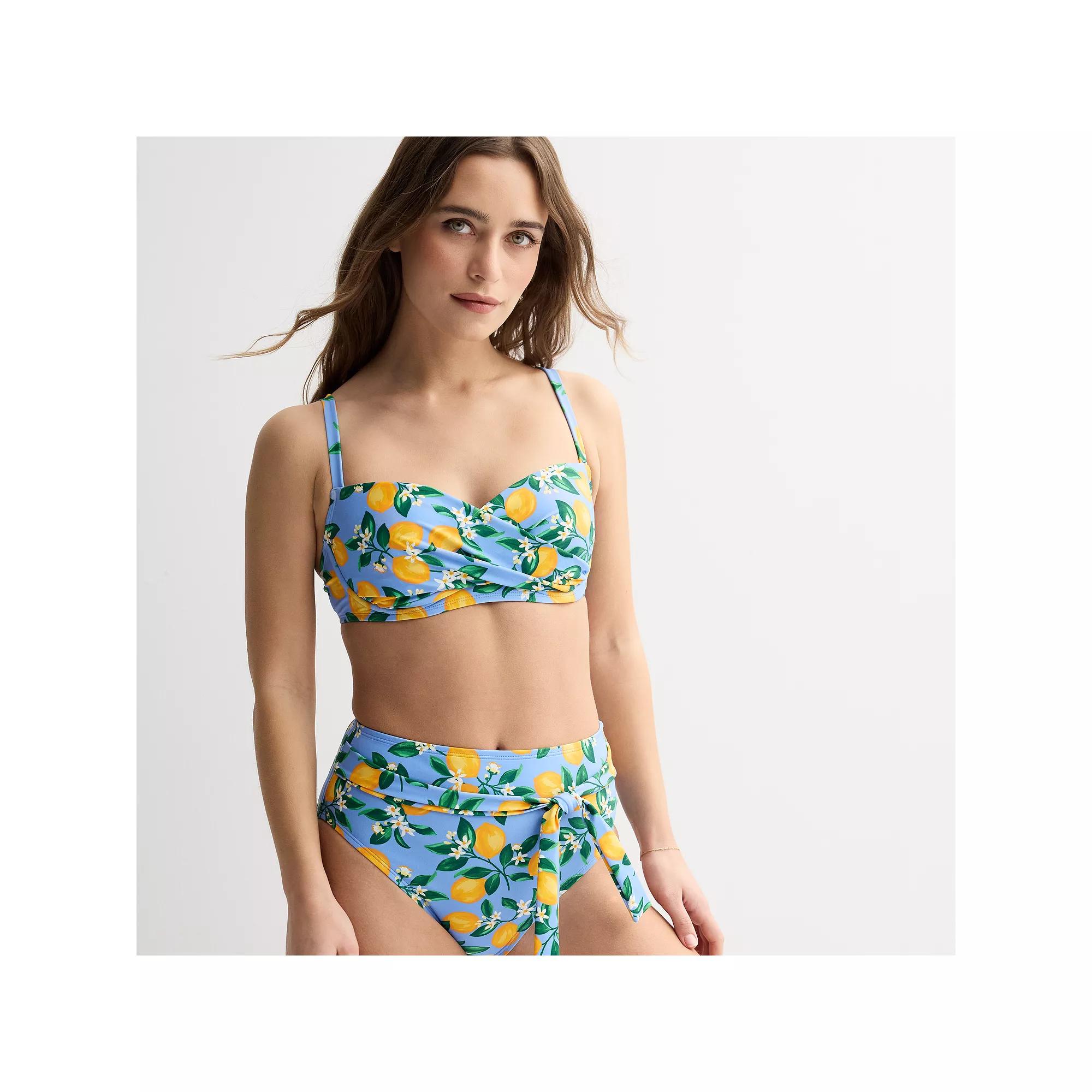 Women's Draper James Twist Underwire Bikini Top, Size: XL, Yellow Blossom Product Image