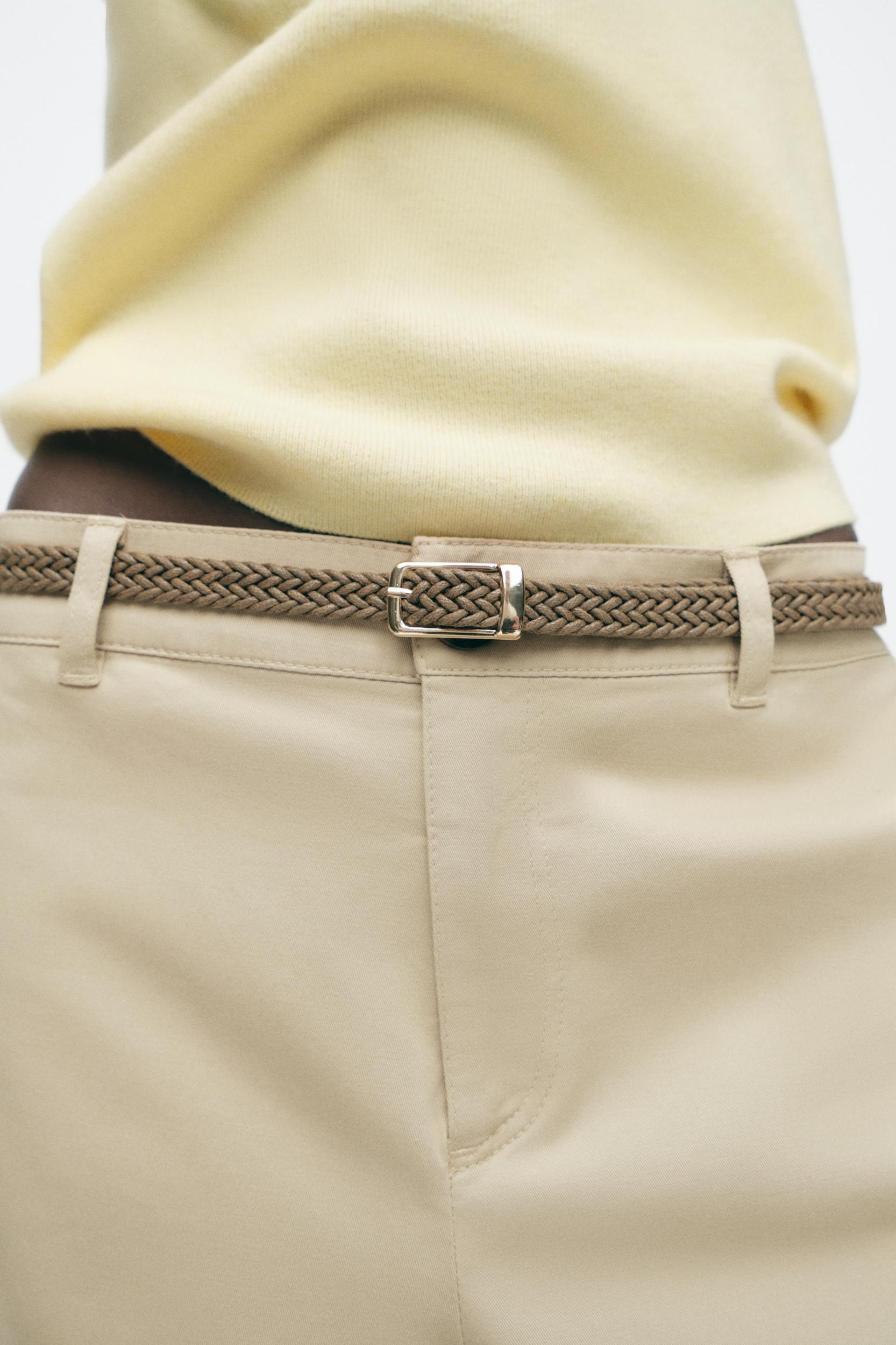 BRAIDED BELTED CHINO PANTS Product Image