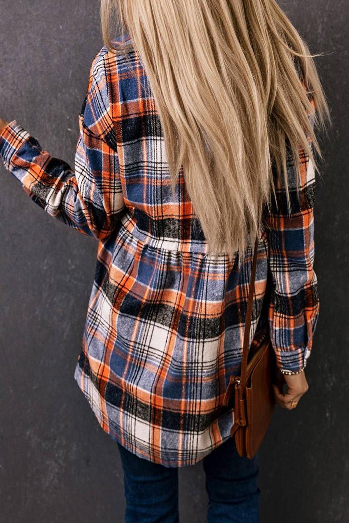 Multicolor Plaid Ruffled Shirt Jacket Product Image
