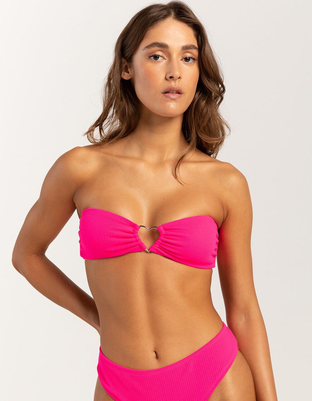 EIDON Sweet Love Bandeau Bikini Top - HOT PINK Product Image