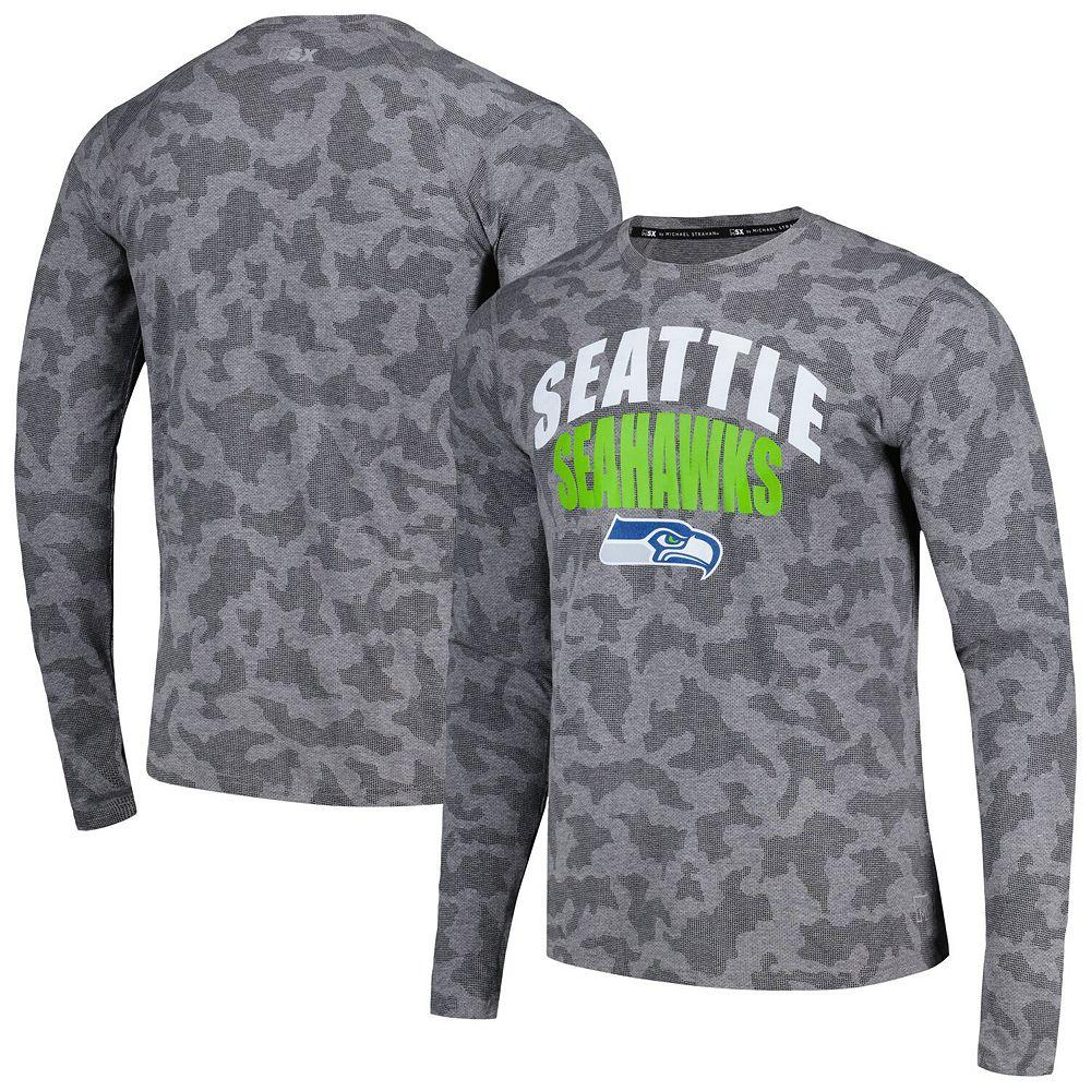 Men's Starter Heather Charcoal Seattle Seahawks Halftime Long Sleeve T-Shirt,  Product Image