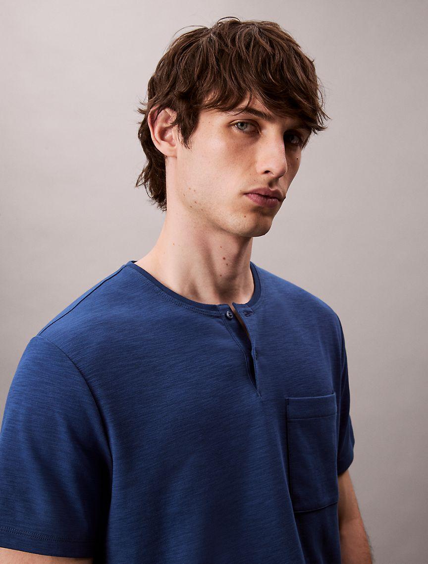 Cotton Relaxed Henley T-Shirt  Product Image