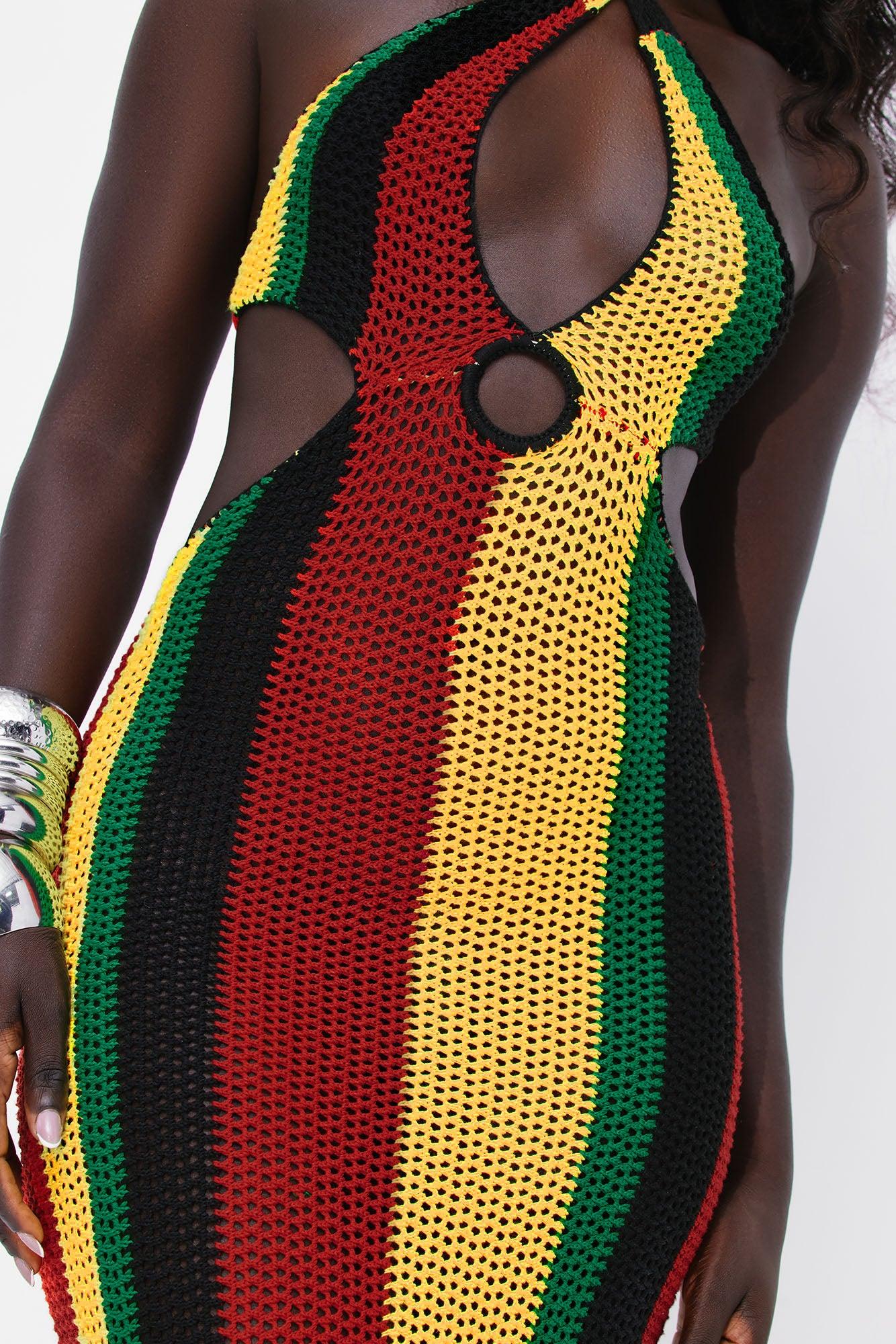 Caribbean Crochet Maxi Dress - Green/combo Product Image