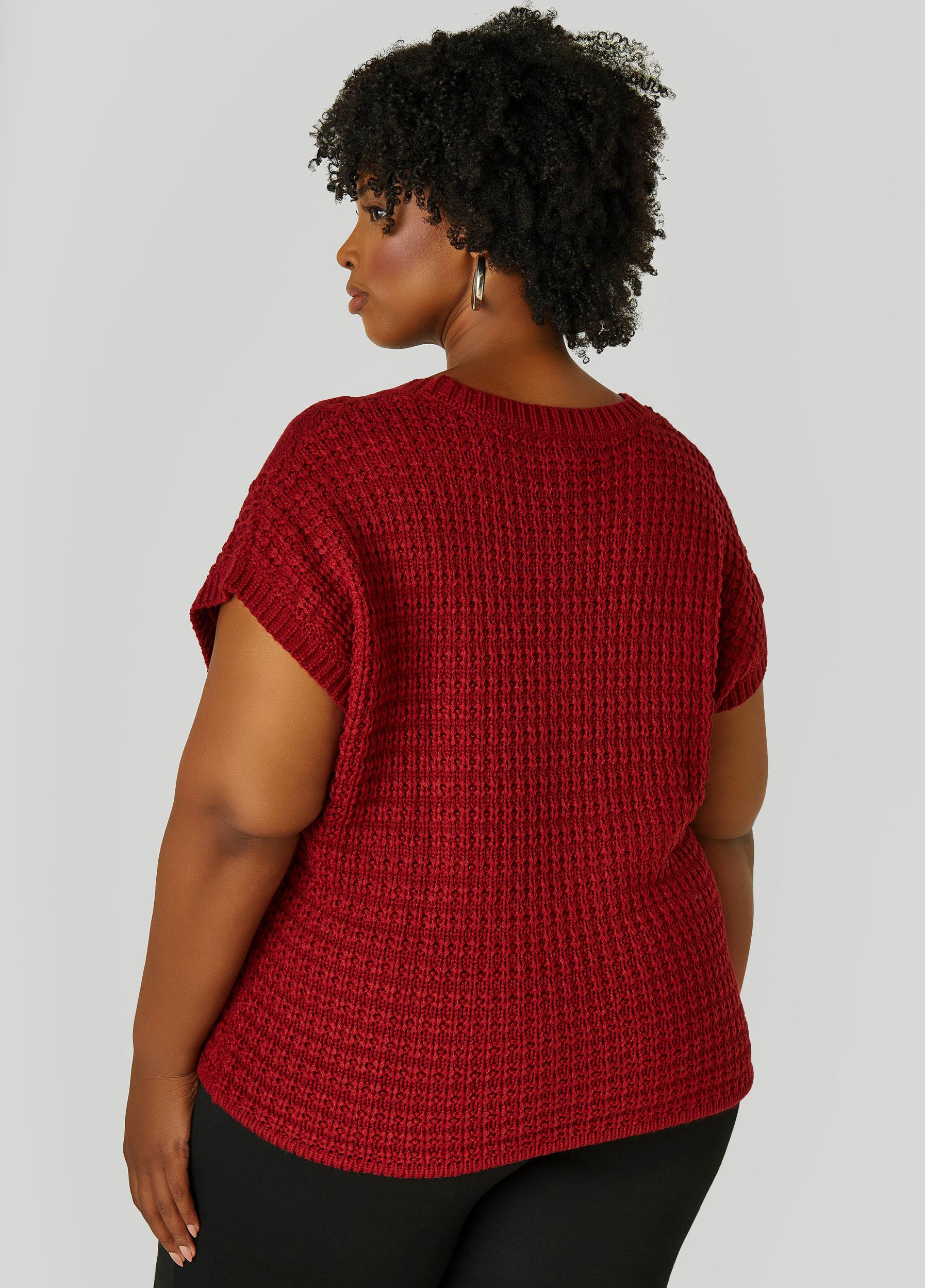 Plus Size Drawstring Cable Knit Sweater Ashley Stewart Product Image