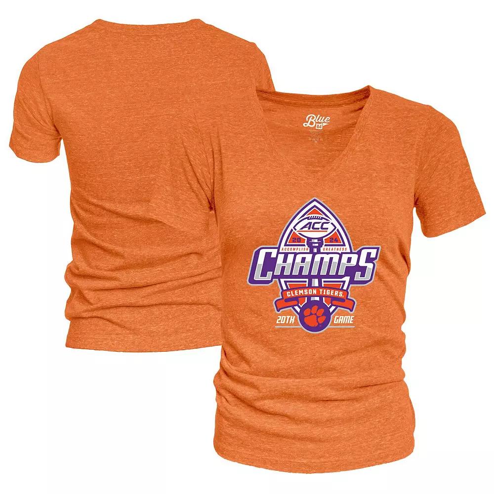 Womens Blue 84 Clemson Tigers 2024 ACC Football Conference Champions Locker Room V-Neck T-Shirt Product Image
