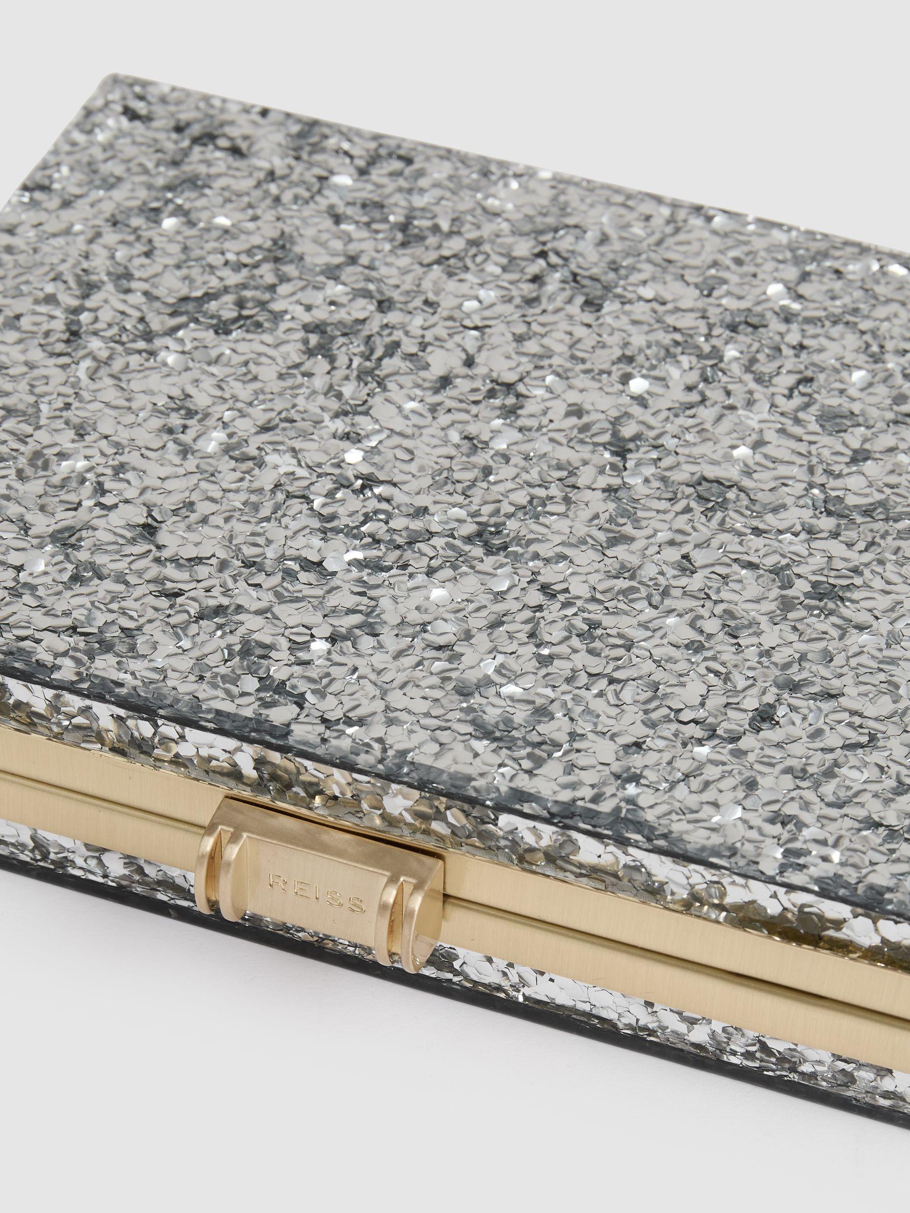Glitter Box Clutch Bag in Silver Product Image