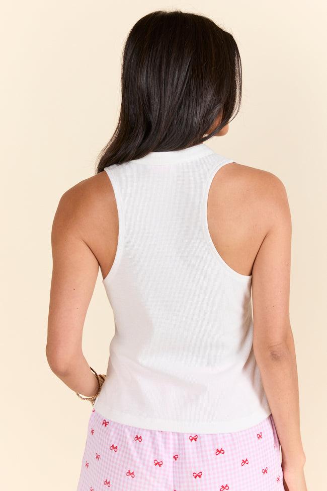 Just Breathe White Waffle Knit Lounge Tank FINAL SALE Product Image