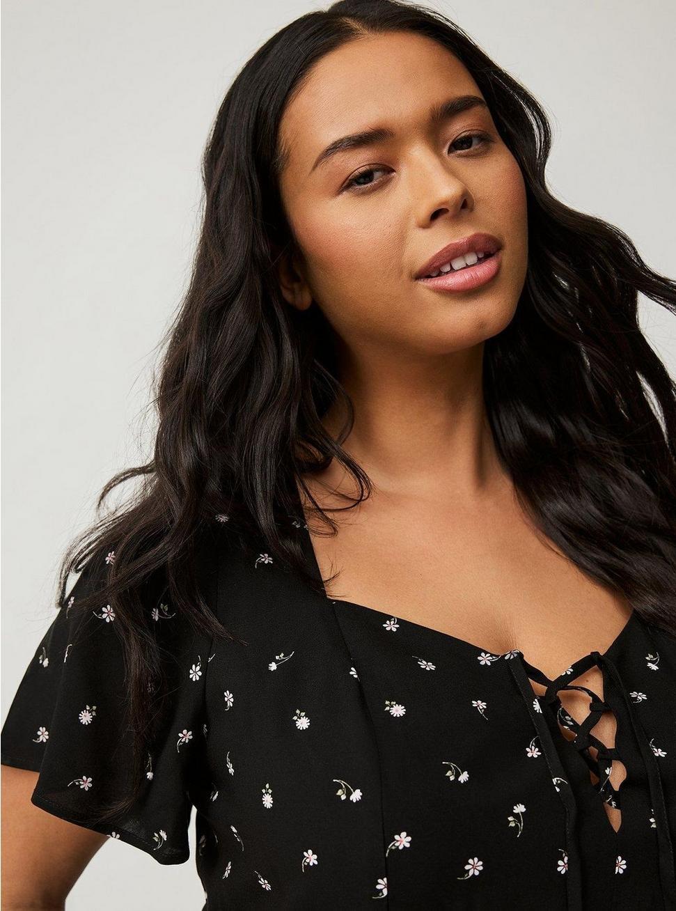 Babydoll Lace-Up Top Product Image