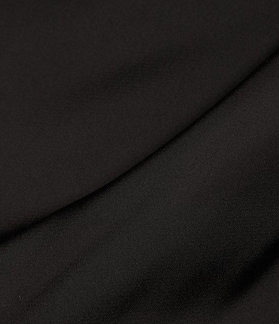 Donna Karan Draped Satin Sleeveless Mock Neck Gathered Shoulder Blouse Product Image