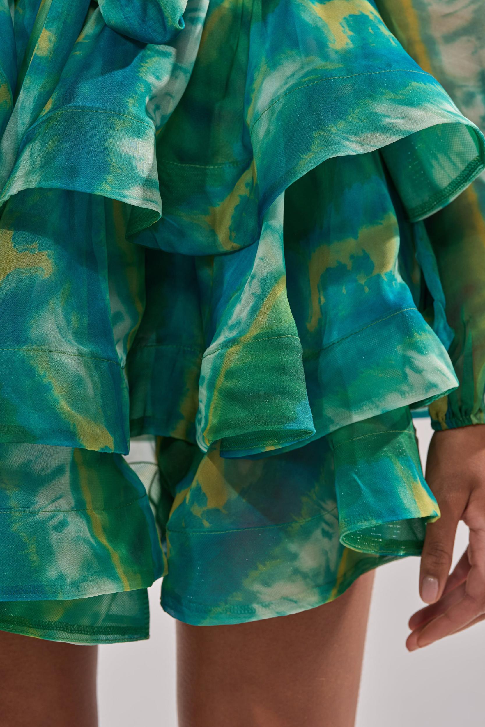 SEA BREEZE RUFFLE MINI DRESS Product Image