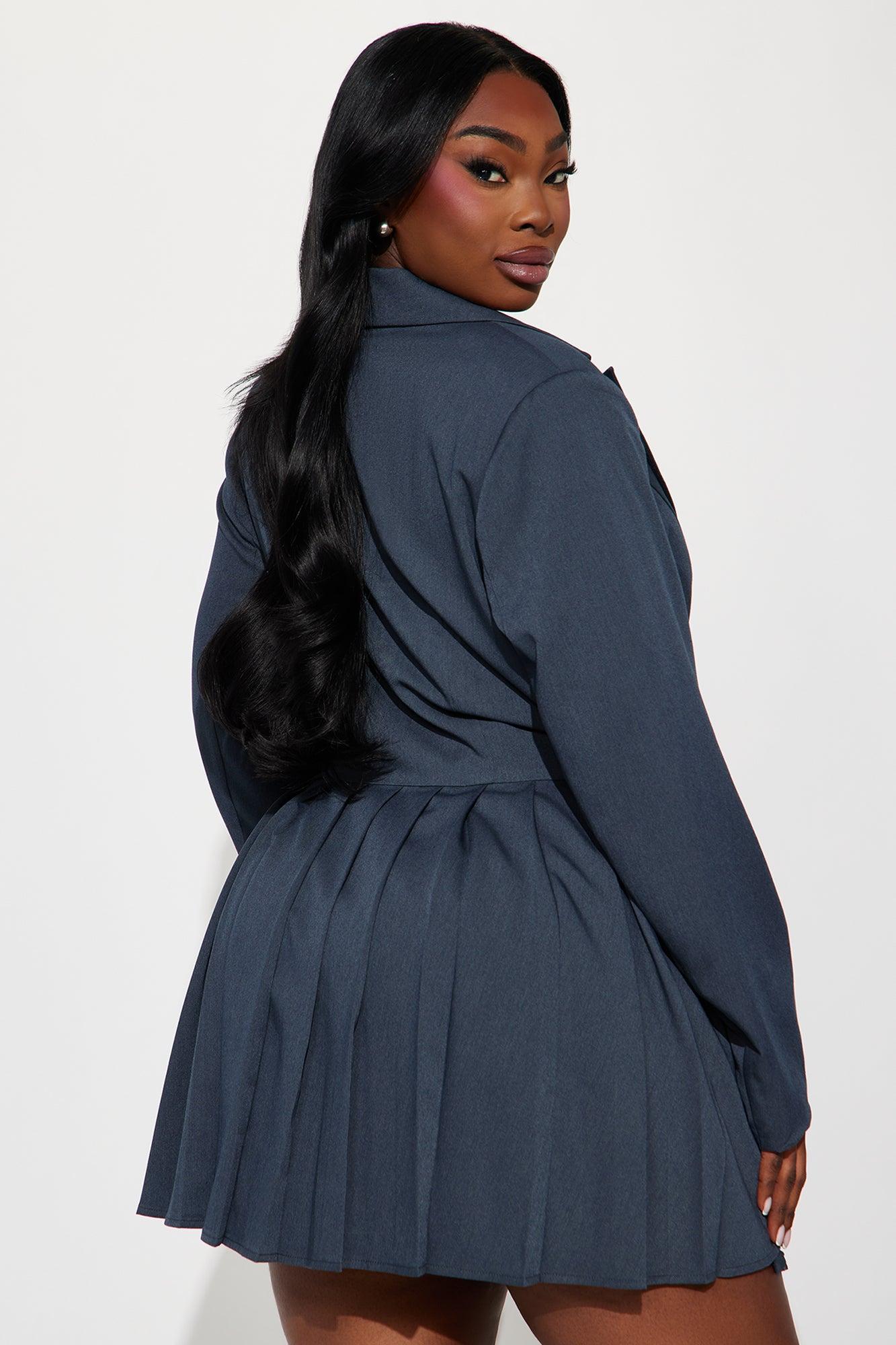 Delani Mini Blazer Dress - Charcoal Product Image