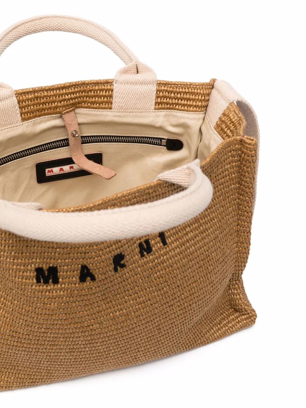 logo-lettering raffia tote bag Product Image