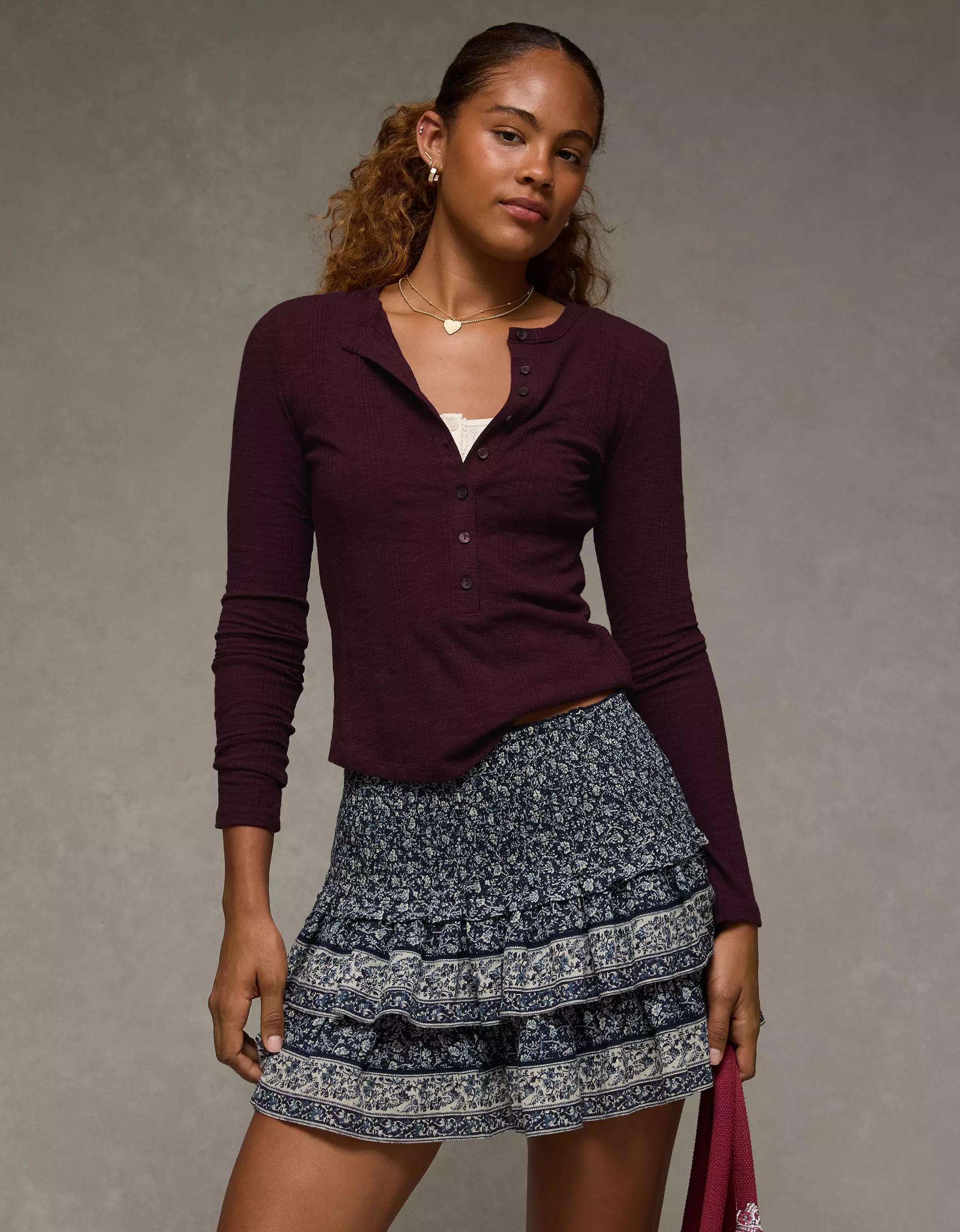 AE Long Sleeve Henley T-Shirt Product Image