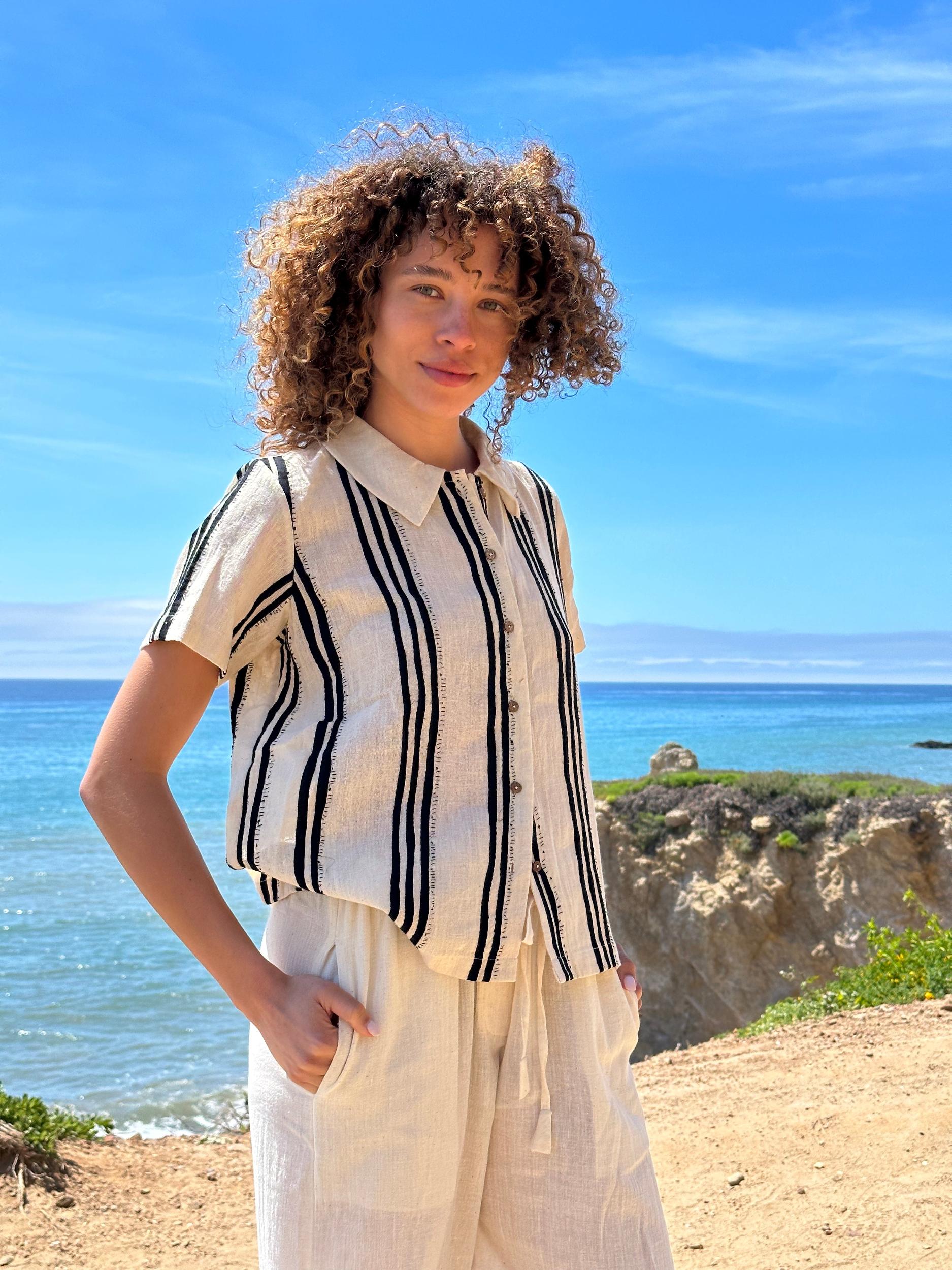 Hand Embellished Striped Shirt Product Image