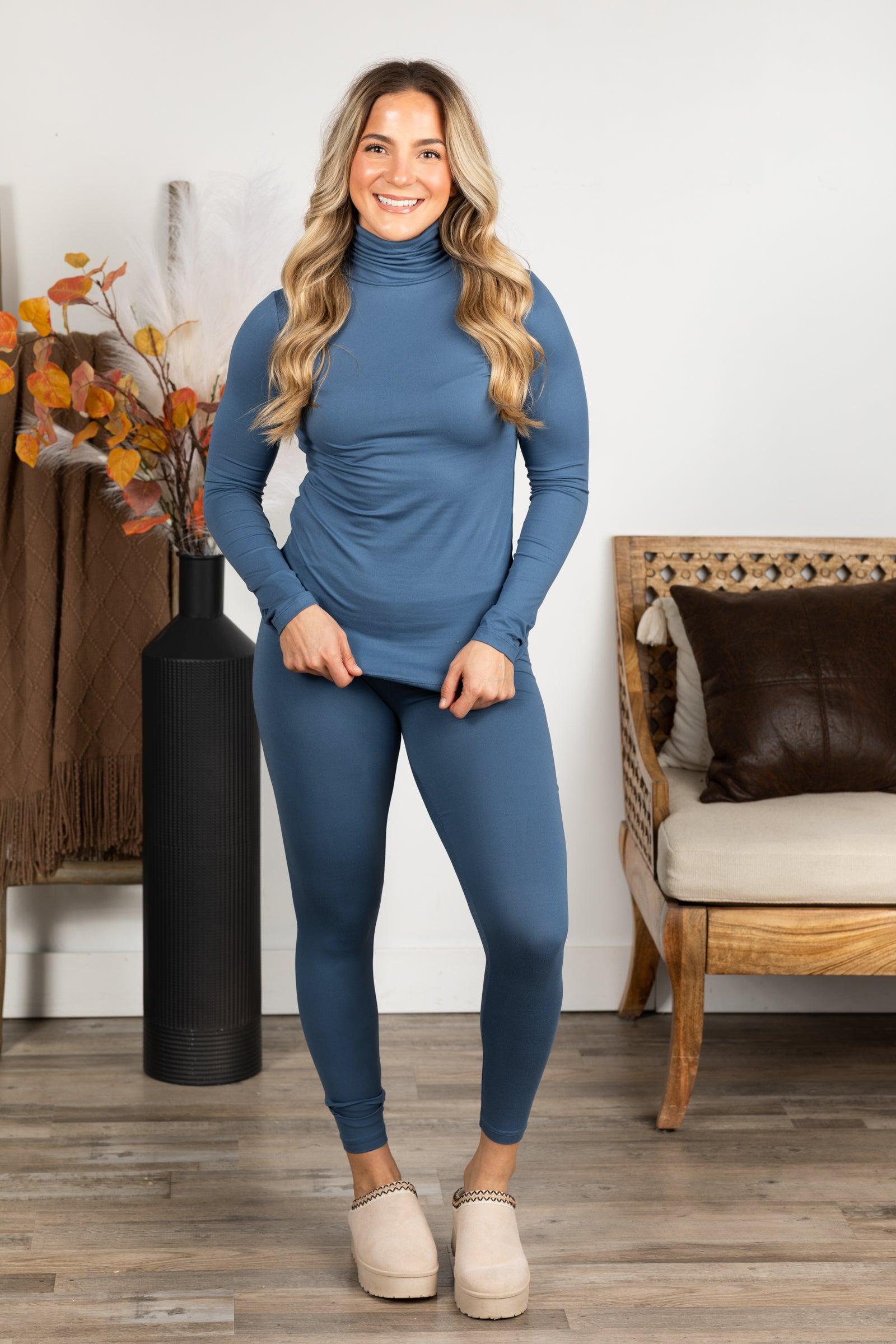 Microfiber Mock Neck and Leggings Set Product Image