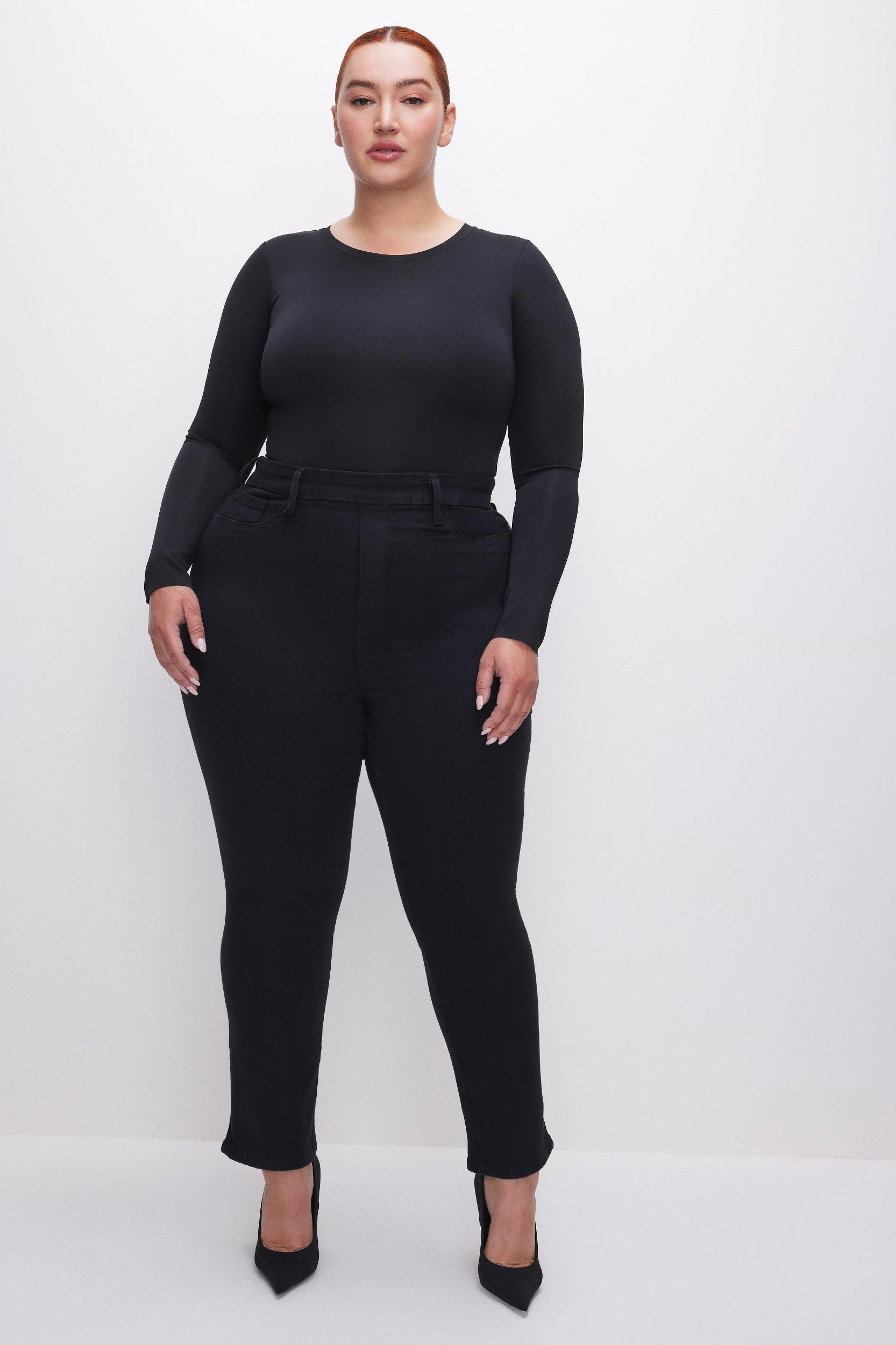 POWER STRETCH PULL-ON STRAIGHT JEANS | BLACK001 Product Image