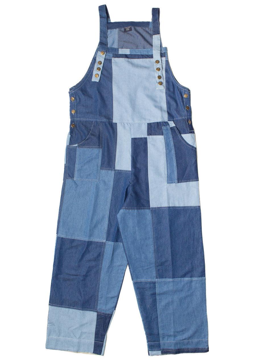 Lightweight Denim Patchwork Overalls Product Image