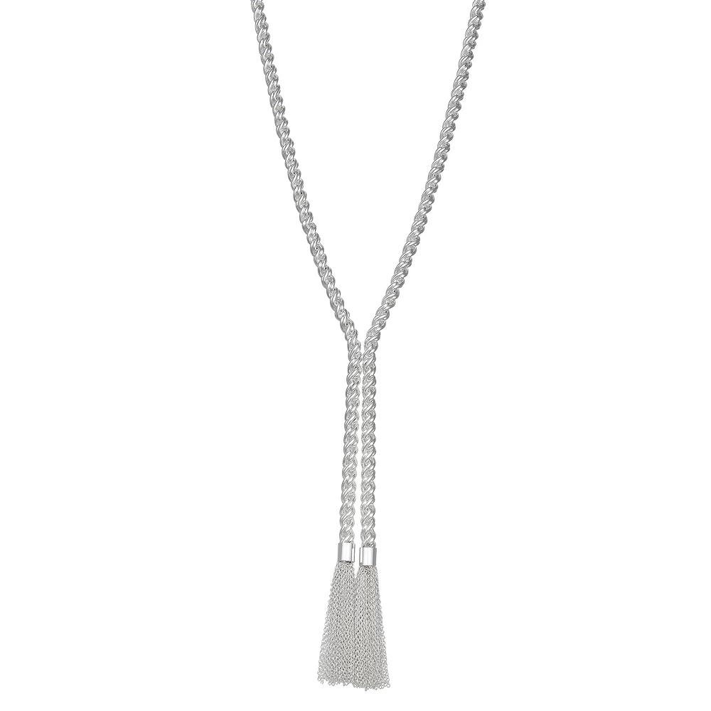 Napier Silver Tone Tri-Bonds Y-Necklace, Womens Product Image