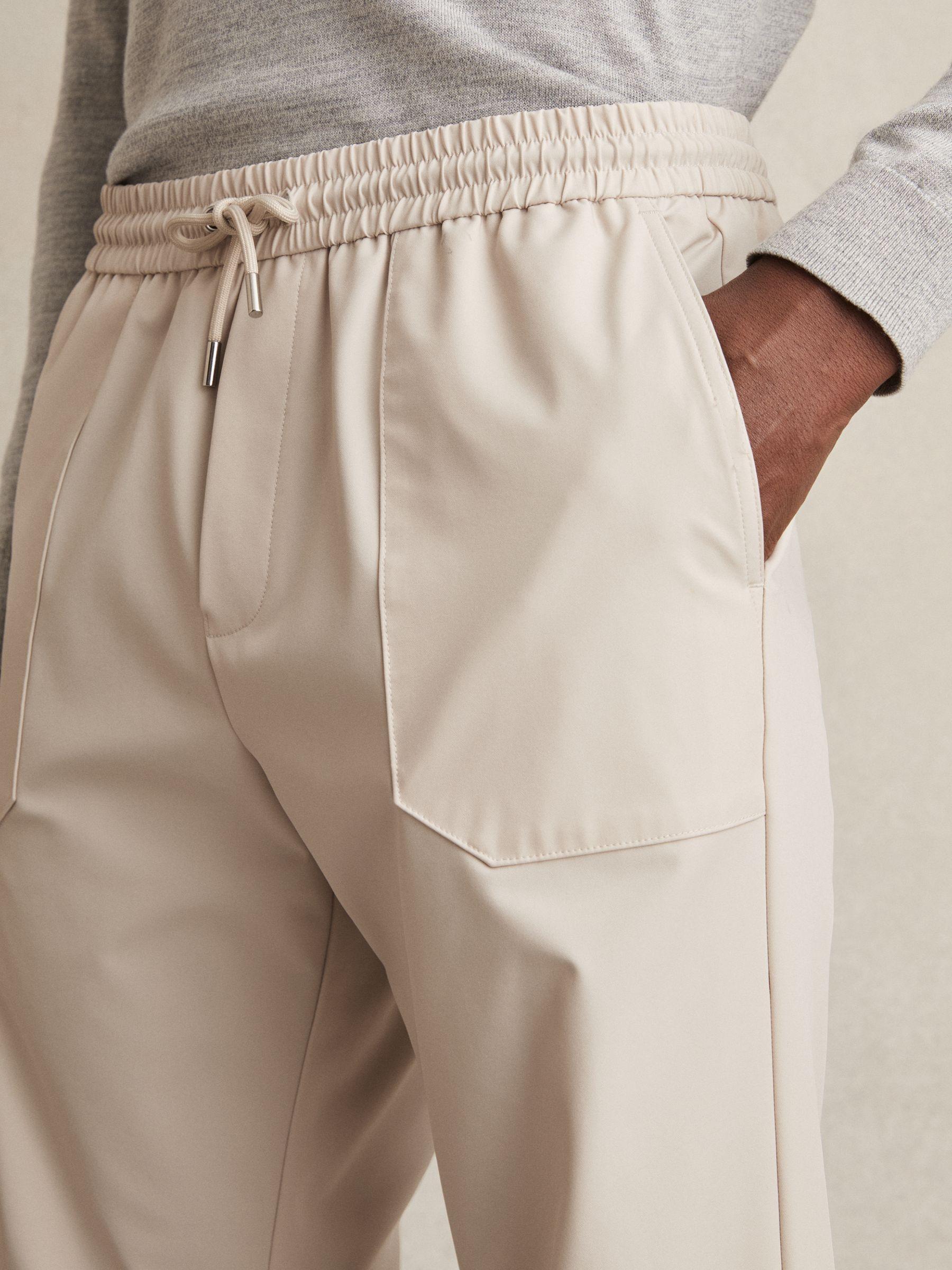 Drawstring Technical Cuffed Trousers in Stone Product Image
