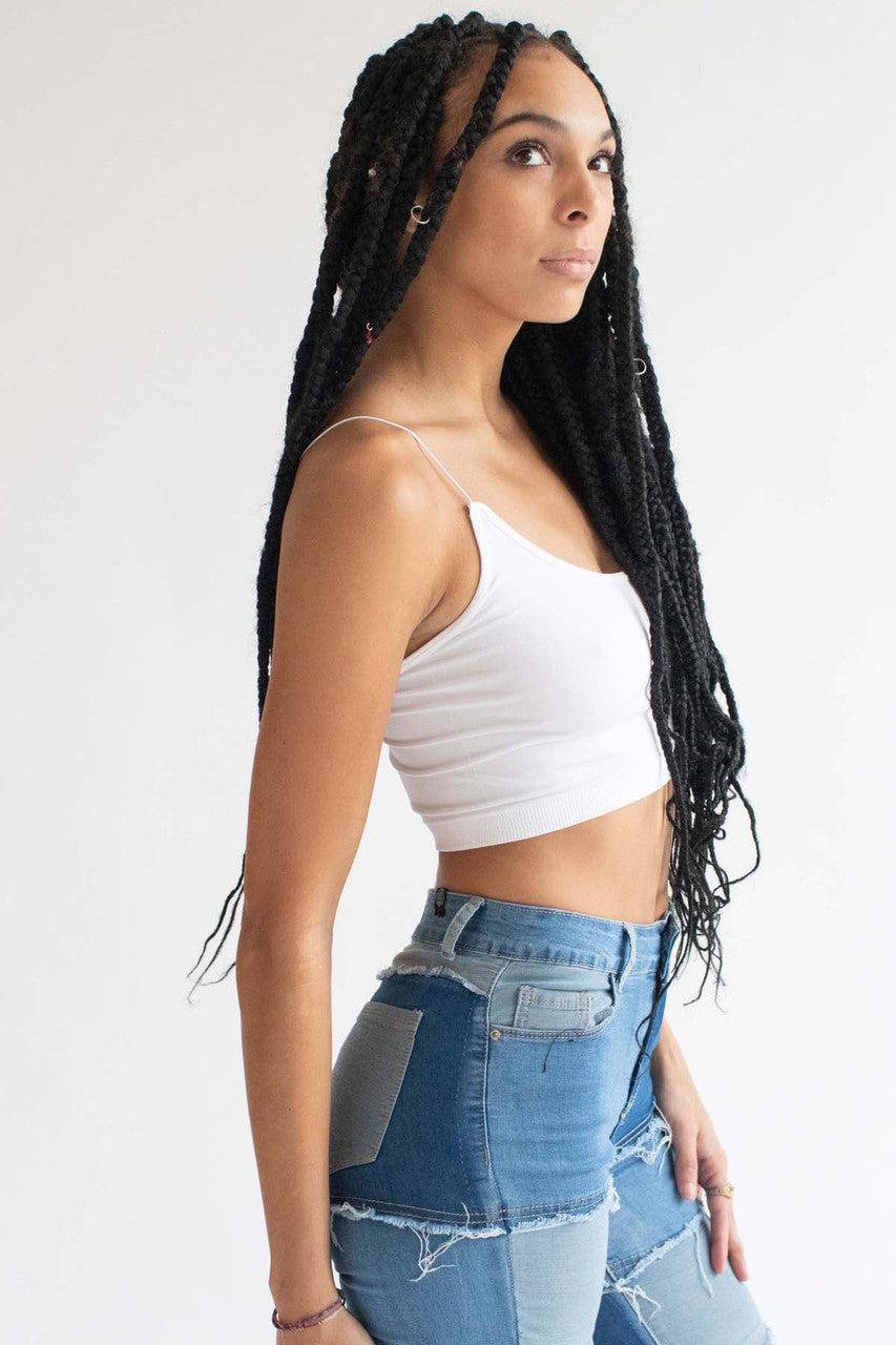 White Elastic Strap Seamless Bralette Product Image