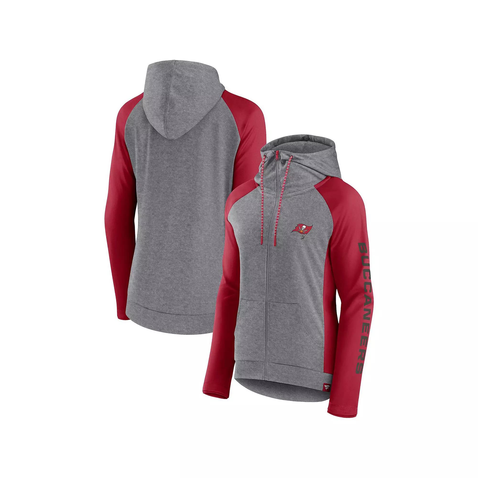 Women's Fanatics Branded  Heather Gray/Navy New England Patriots Blind Side Raglan Full-Zip Hoodie, Size: XS, Grey Product Image