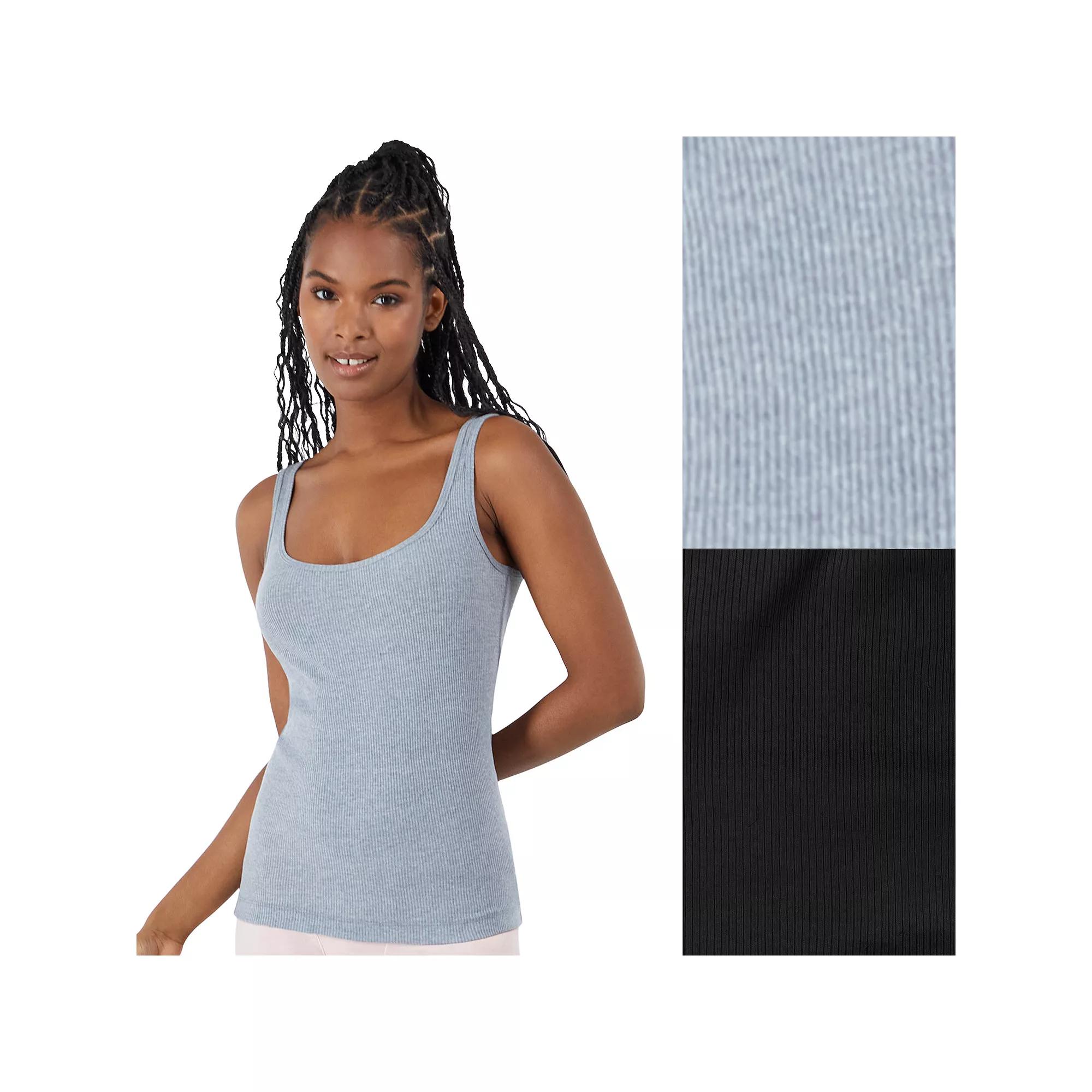 Hanes Originals Ultimate 2-Pack Stretch Cotton Tank Top 45UOTK, Women's, Size: Large, White Product Image