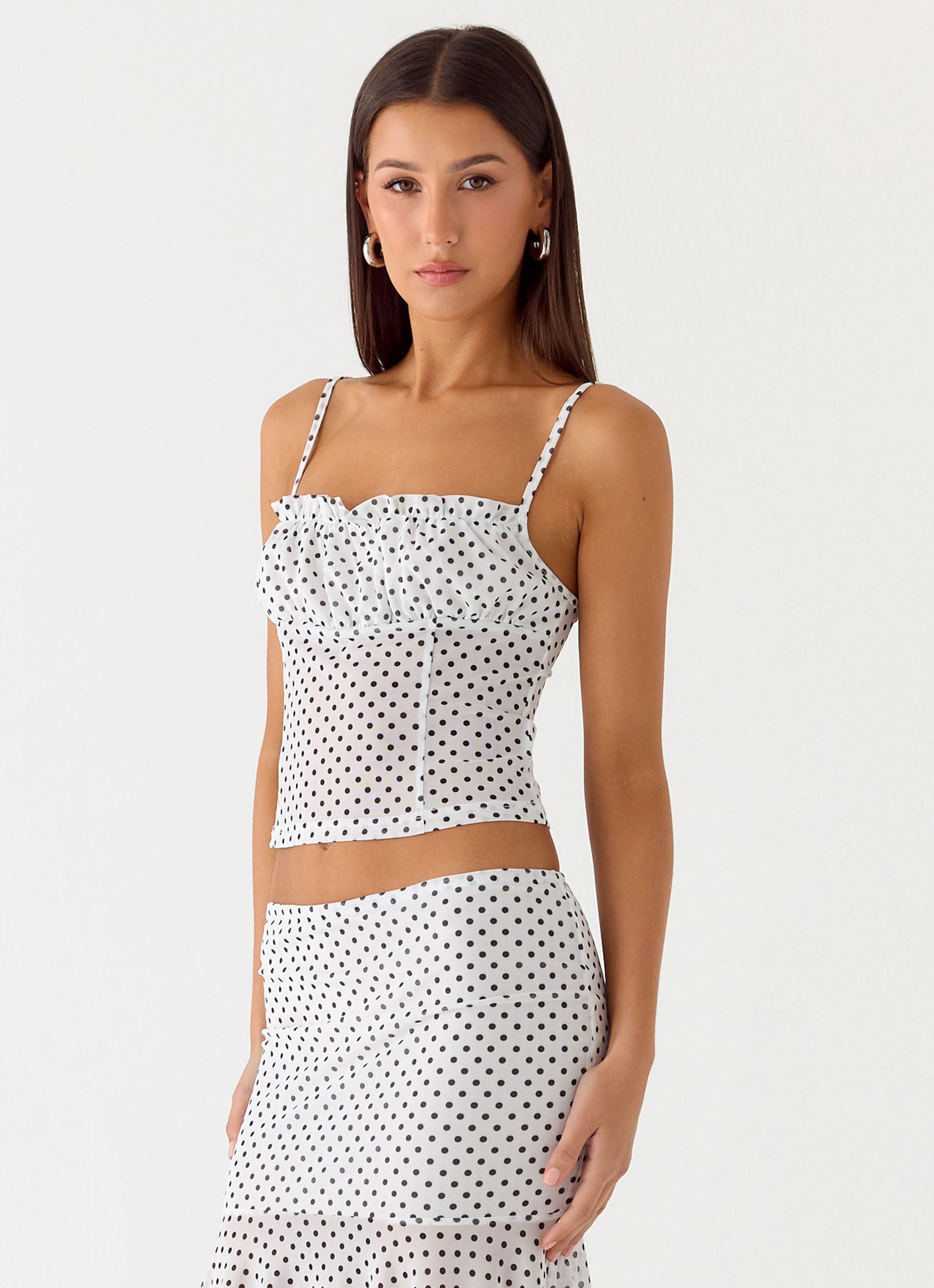 Buffy Top - White Polkadot Product Image