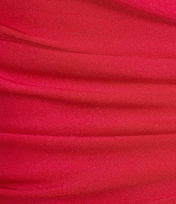 B. Darlin Straight Neck Spaghetti Strap Shirred Bodice Front Slit Dress Product Image