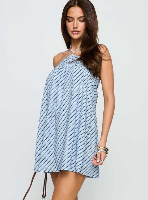 Moonlit Mini Dress Blue Stripe Product Image