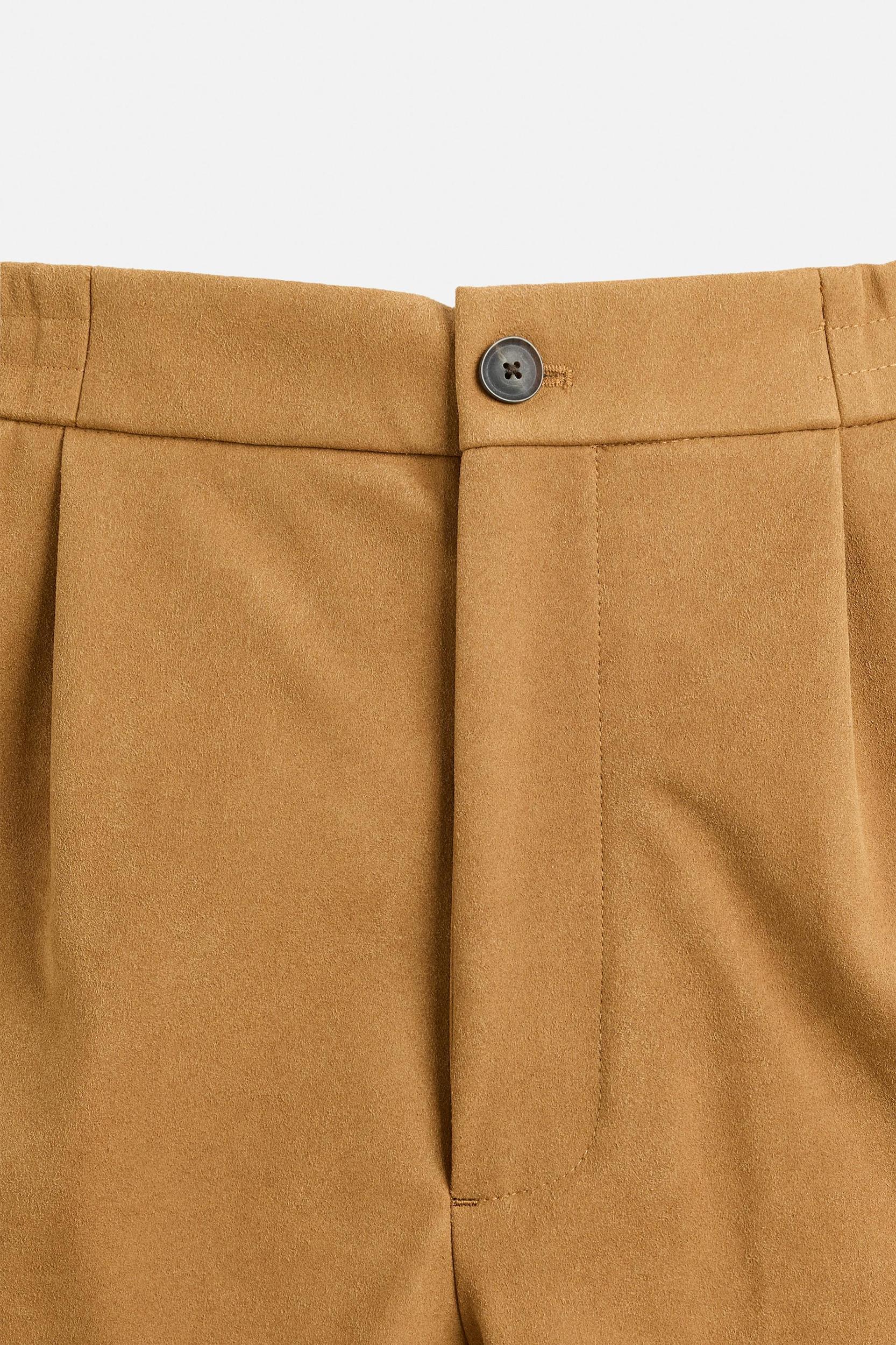 PLEATED FAUX SUEDE SHORTS Product Image