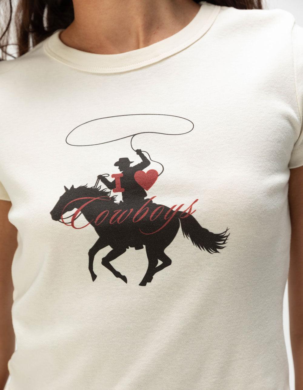 HOMEWURK I Love Cowboys Womens Baby Tee - NATURAL Product Image