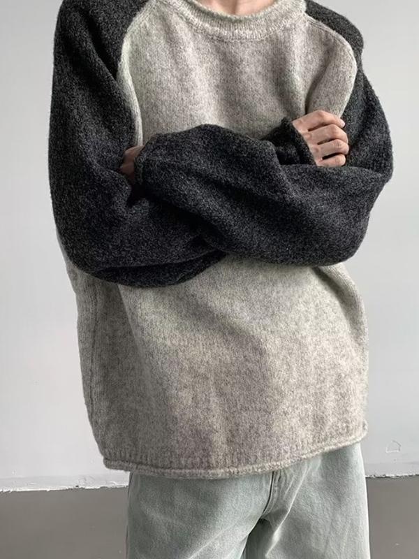 Men's Vintage Splice Raglan Knit Sweater Product Image