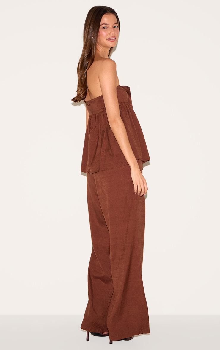 Chocolate Bandeau Peplum Detail Jumpsuit Product Image