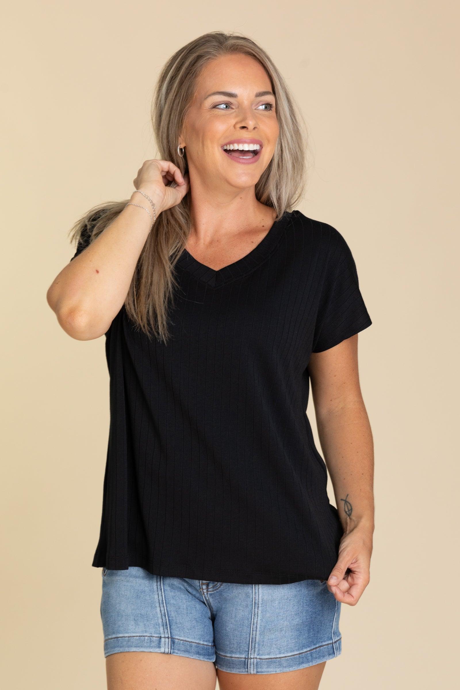 Ribbed V-Neck Top Product Image