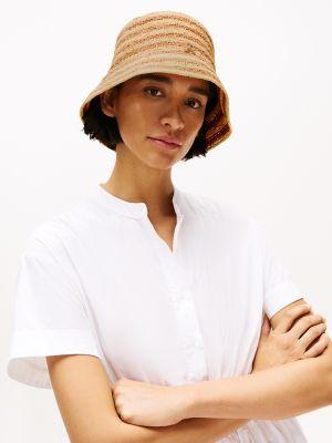 Stripe Straw Crochet Bucket Hat Product Image