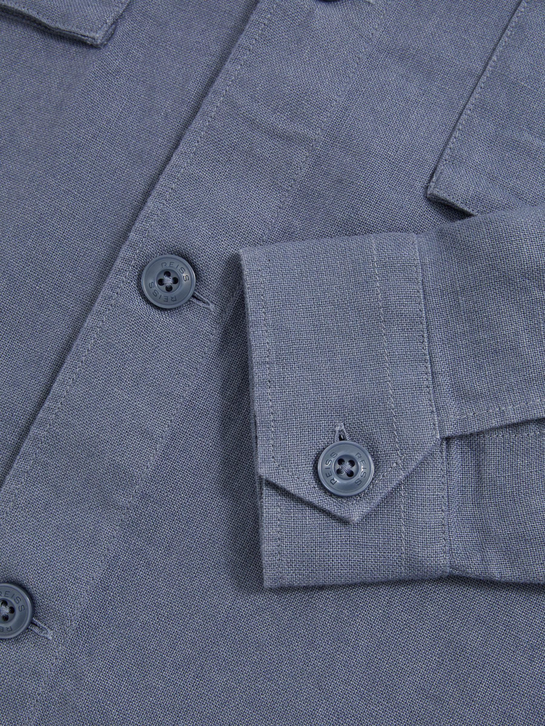 Linen Twin-Pocket Overshirt in Airforce Blue Product Image